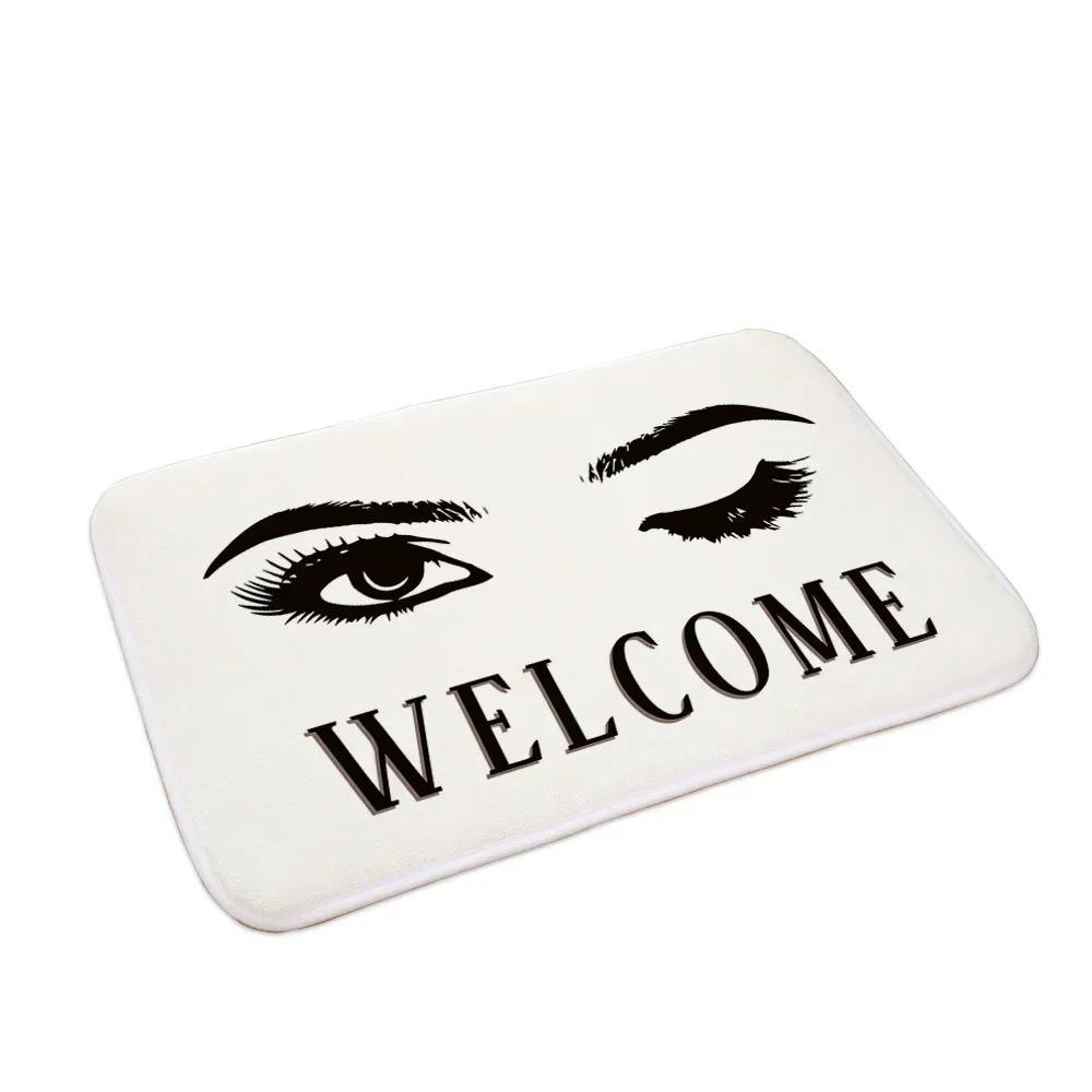 Glitter EyeLash Welcome Makeup Entrance Doormat Non Slip Rugs for Girls Bedroom Decor Home Carpets Living Room Kitchen Bath Mat