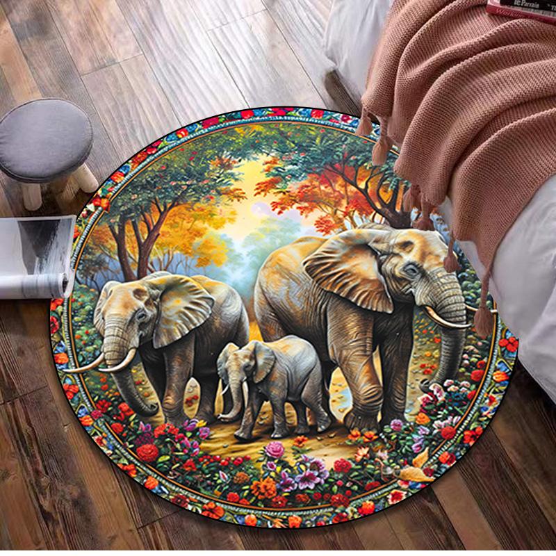 Animal Circular Rug - Office Decorative Carpet For Living Room Bedroom Door Mat Floor Rug Computer Chair Area Rug