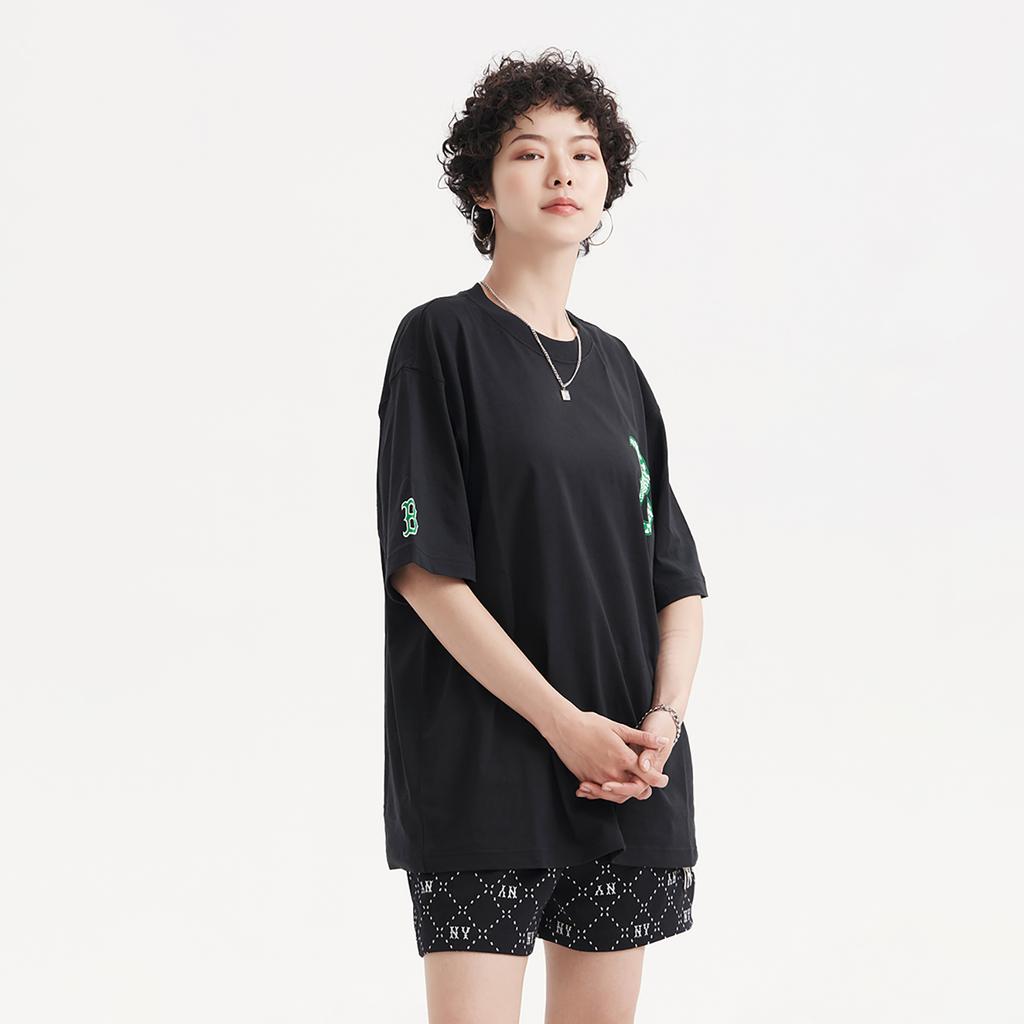 New MLB Set In Sleeve T Shirt Unisex Black 3ATSO0233-43BKS