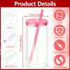 6PCS 16oz Double Wall Plastic Water Bottles with Straws Lids DIY Snowball Cup with Pre Drilled Hole Reusable Kids Drinkware Cups