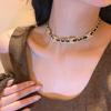 Stylish and Simple Woven Leather Letter Pearl Necklace Temperament Versatile Collarbone Chain Necklace