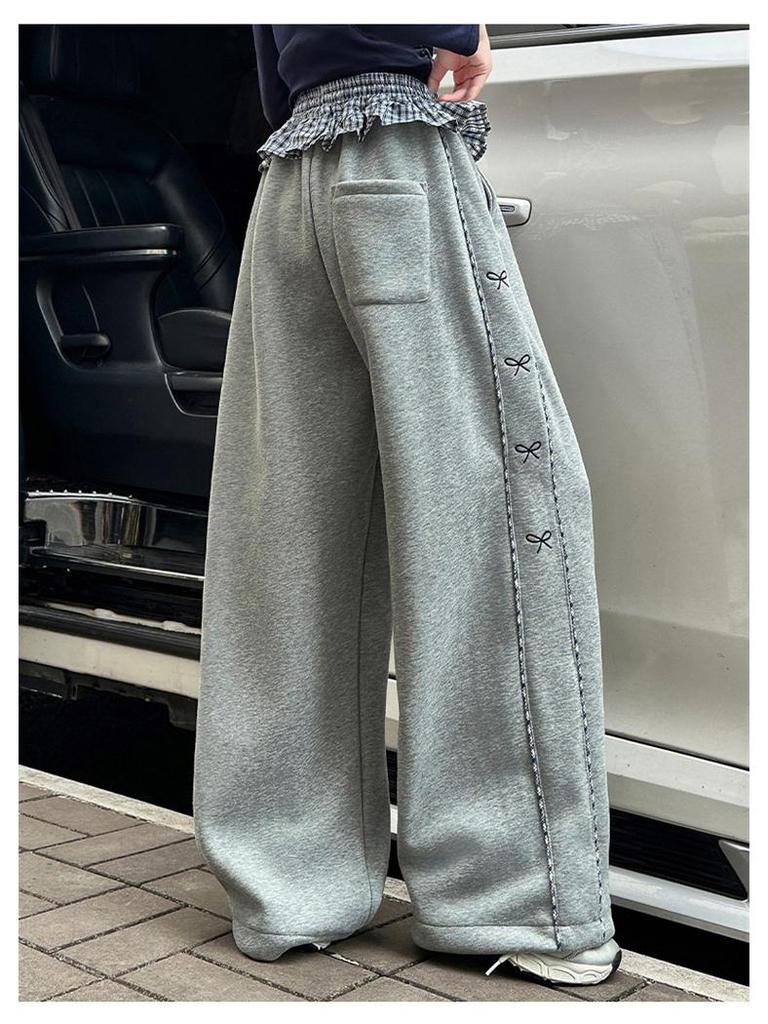 Girls' Fleece-Lined Wide-Leg Pants: Fashionable Autumn/Winter Children's Wear