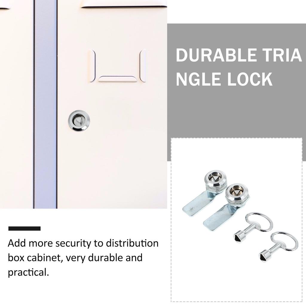 2 Sets Cabinet Triangle Lock with Keys Distribution Latch Drawer Door Locks Cabinets Toolbox