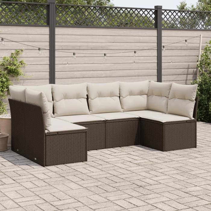 VidaXL Salon de Jardin avec Coussins 6 pcs, Canapés avec Pieds Réglables, Ensemble de Meubles d'Extérieur Patio Terrasse, 3217393