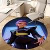 1pc Anime Design Round Carpet - Office Chair Mat with Purple Hair and Blue Floral Print, Suitable for Home Decor, Gaming Room