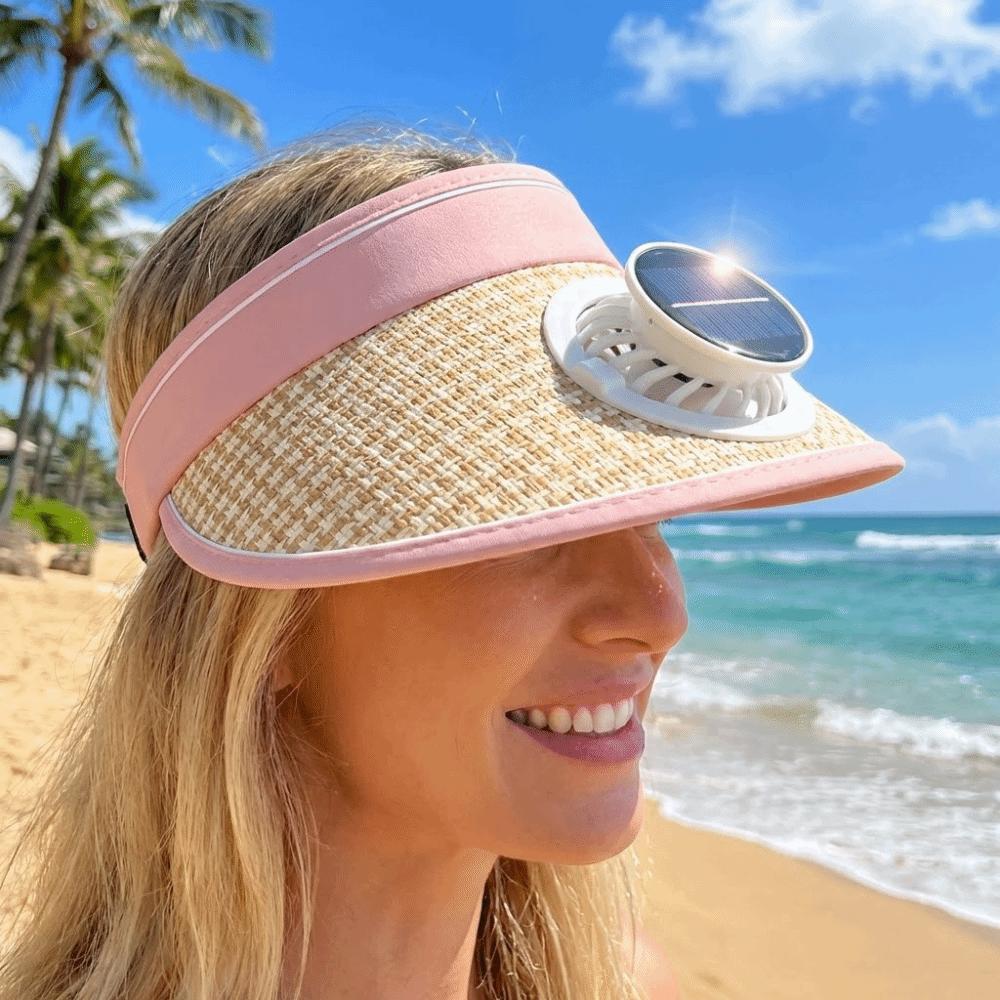 Breathable Solar Fan Hat Folding Cooling Sunshade Hat Comfortable To Wear Sun Hat with Fan  Hiking