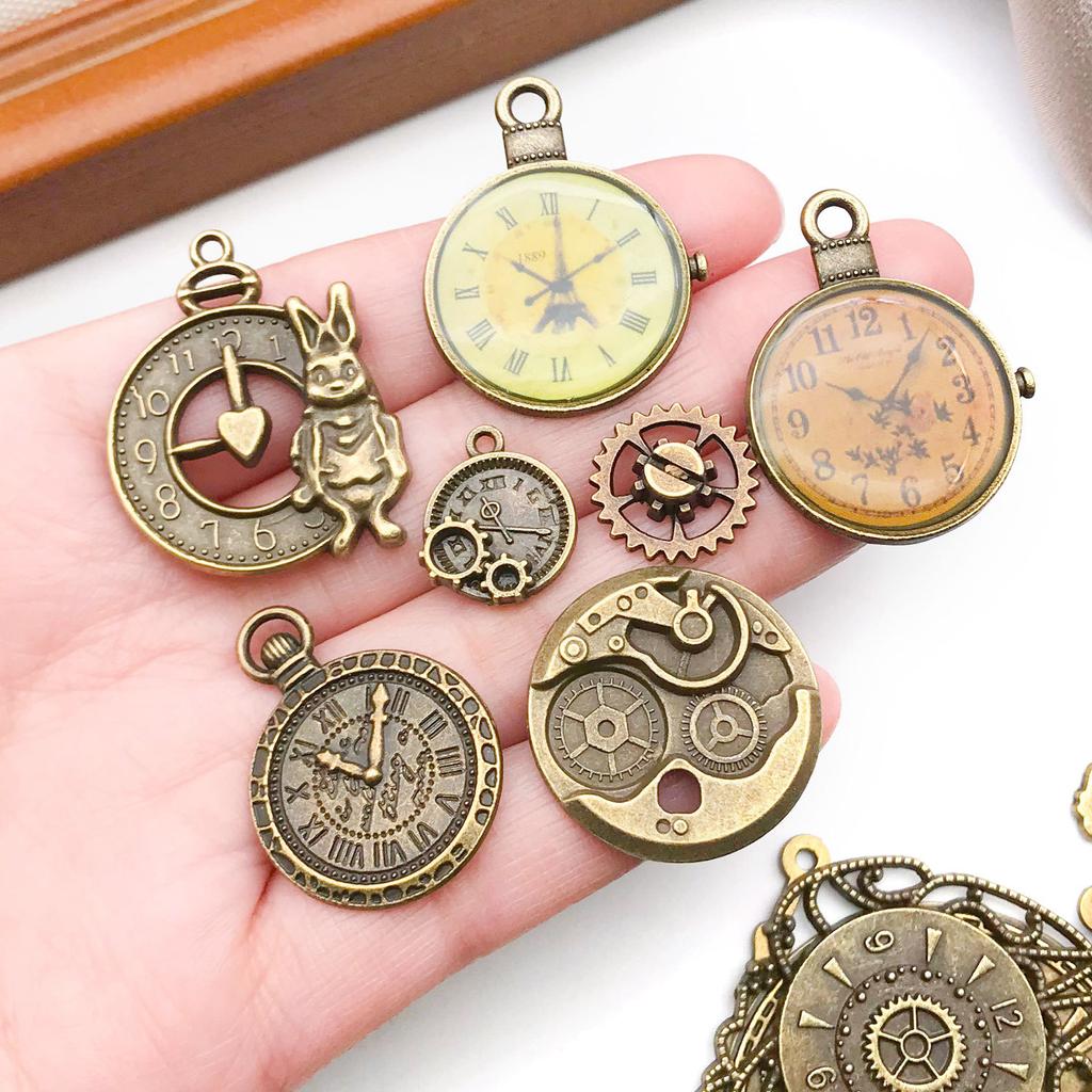Retro Clock Steampunk Gear Clock Mechanical Pendant DIY Bracelet Necklace Accessory Keychains Accessories Handicrafts
