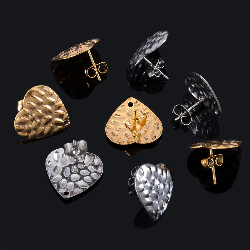 10pcs Geometric Stainless Steel Matte Round Heart Square Stud Earrings Women Earring Base Jewelry Making DIY Punk Accessories