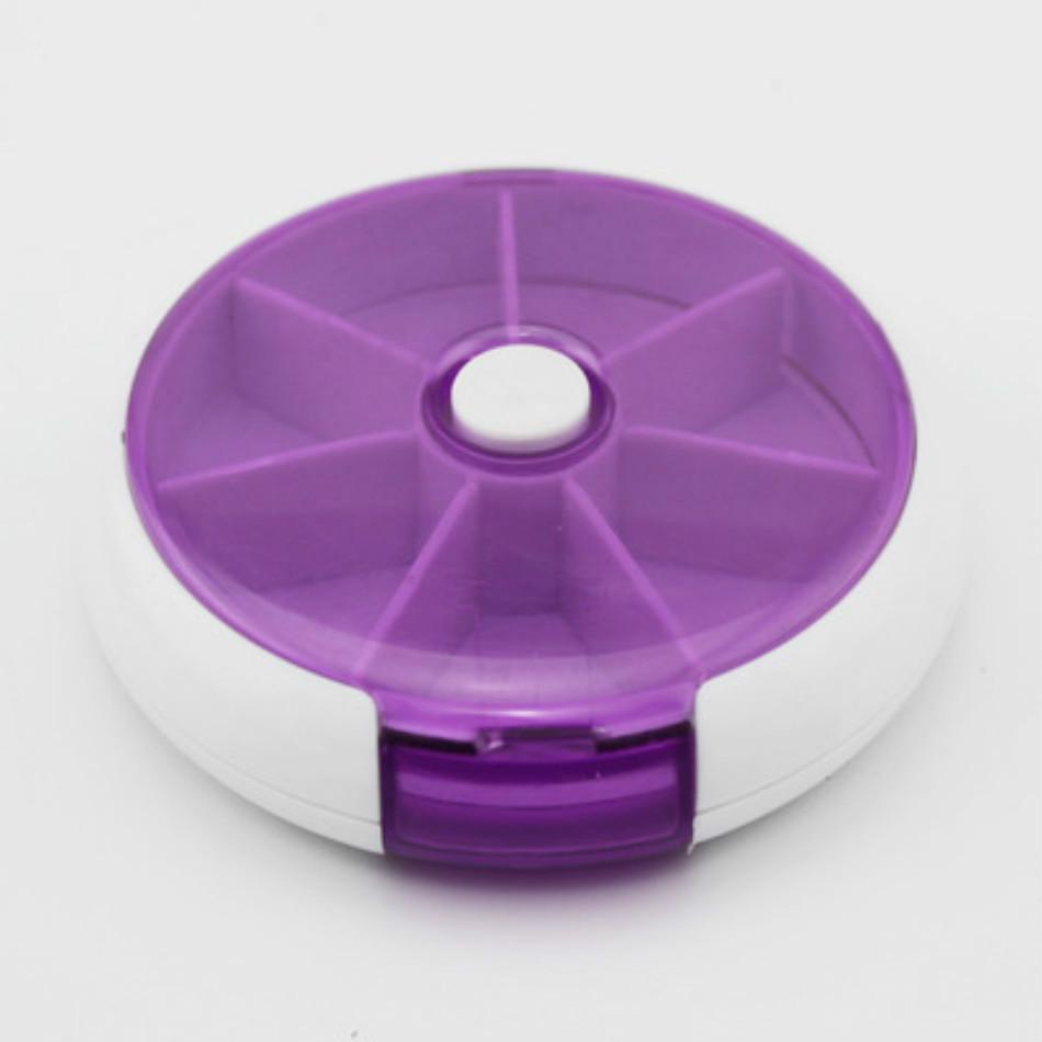 

Button Rotate 7Compartment Pill Box Portable Circular Frame Box Dispenser Holder Ornament Storage Bo фіолетовий