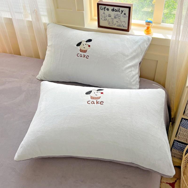 Ins Cute Cartoon Milk Fleece Bedding Set Winter Flannel Duvet Cover Sheet