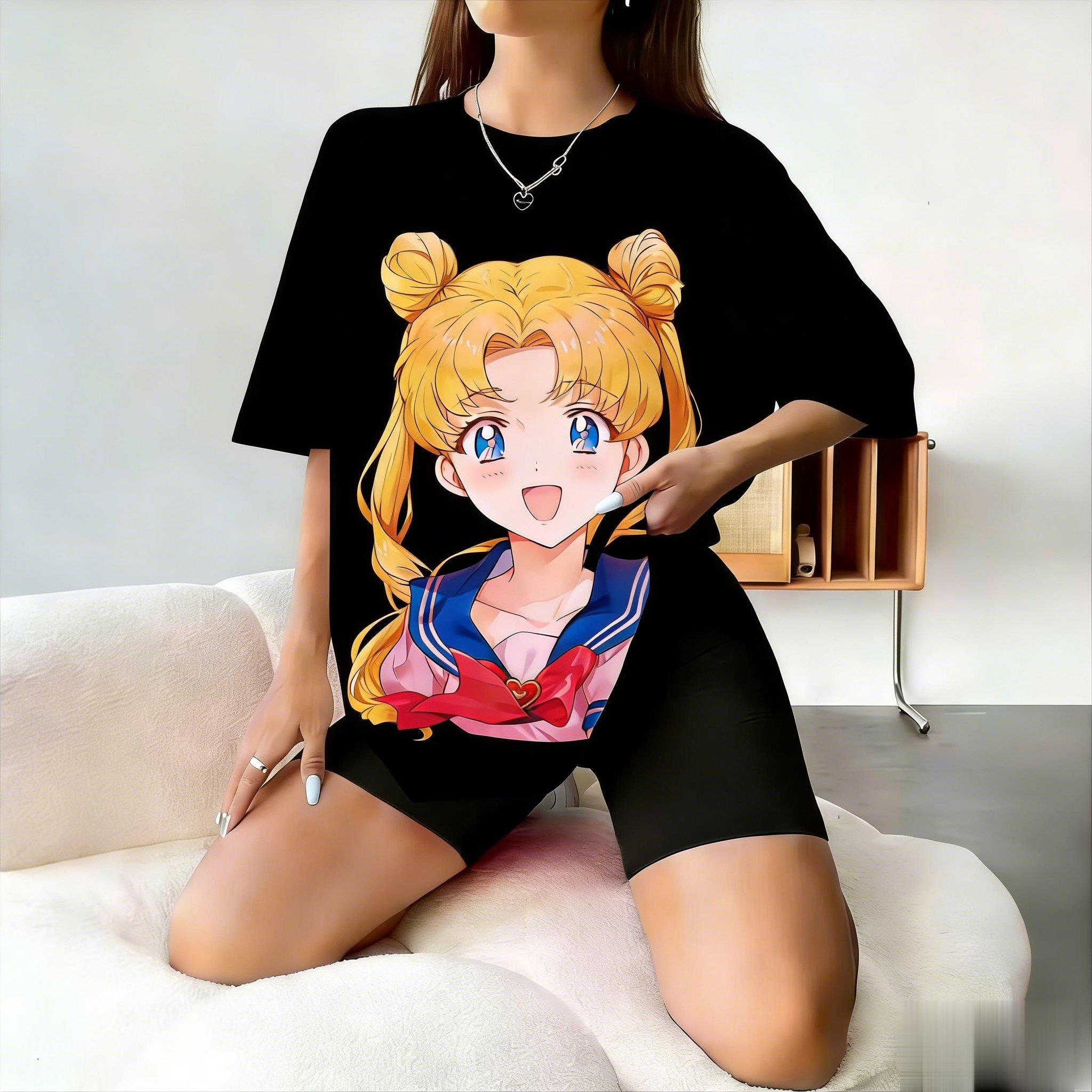 

Anime Sailor Moon Graphic T Shirt Women Unisex Oversized Cotton Tee Kawaii Casual Streetwear 2026 Summer Loose Fit Tops Y2k Clothes 4XL