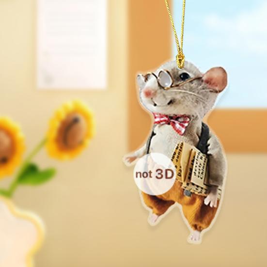 Yousheng 1/5Pcs Mouse Family Hanging Ornament Home Indoor Christmas Tree Car Rearview Mirror 2D Flat Acrylic Cartoon Rat Animal Hanging Decoration