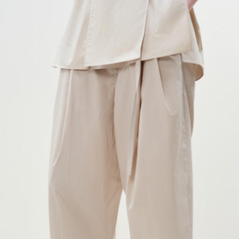 LESS 2025 Summer Cotton Straight-Leg Cropped Trousers
