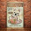 French Bulldog Coffee Club Dogs Metal Sign Funny Fries Tin Poster Home Decor Bar Wall Art Painting Dog Lover Poster xinch