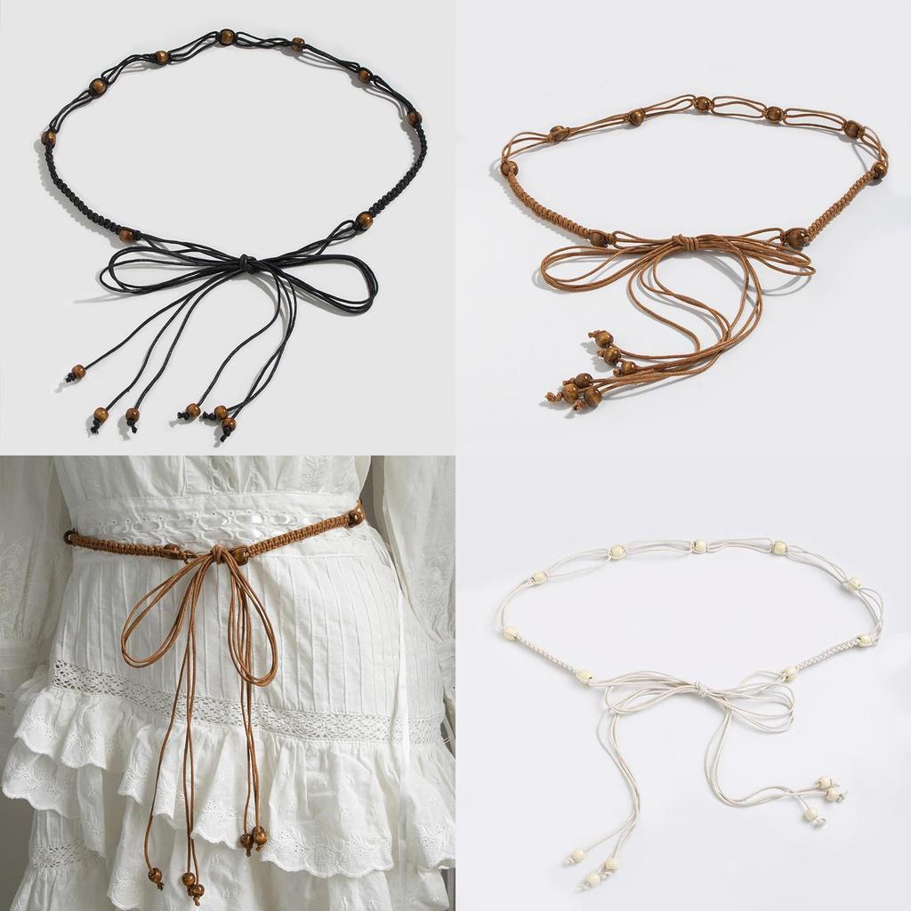 Bohemian Ethnic Design Genuine Leather Waist Rope For Women With Handmade Tie Knot