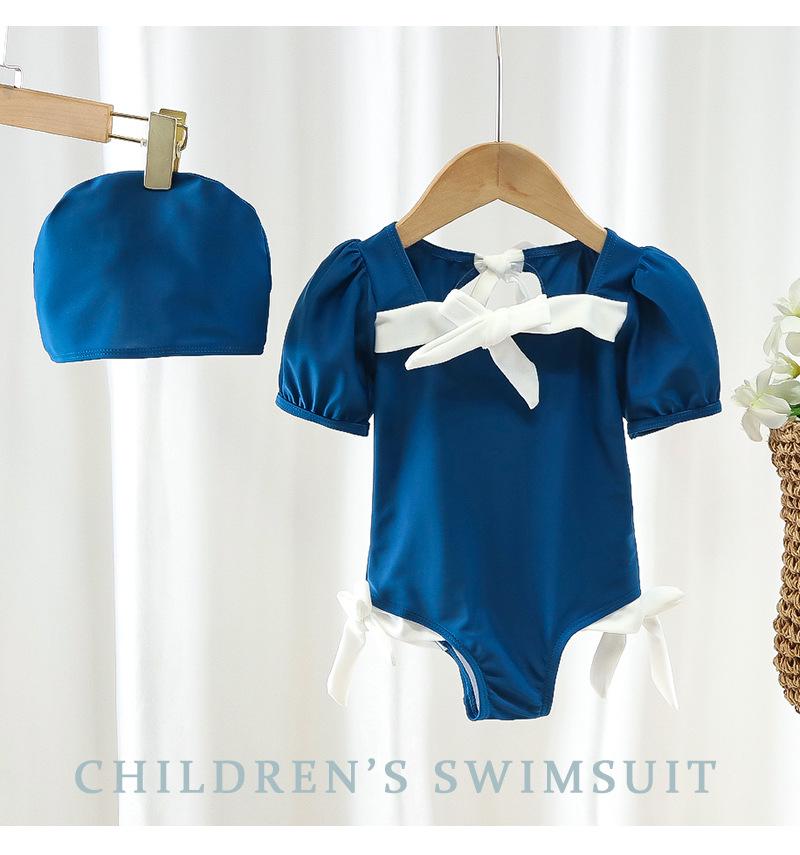 New Girls' Puff Sleeve Princess Swimwear - Cute and Fashionable Infant Swimwear