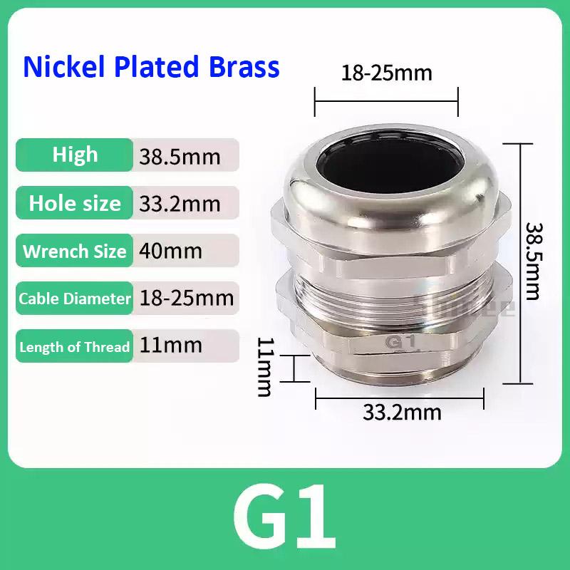 Waterproof Cable Gland IP68 Nickel Plated Brass 1/4" 3/8"1/2" 3/4" 1" 2" 3" BSPP/NPT Male Thraed For 3-6.5mm 4-8mm Cable Joint