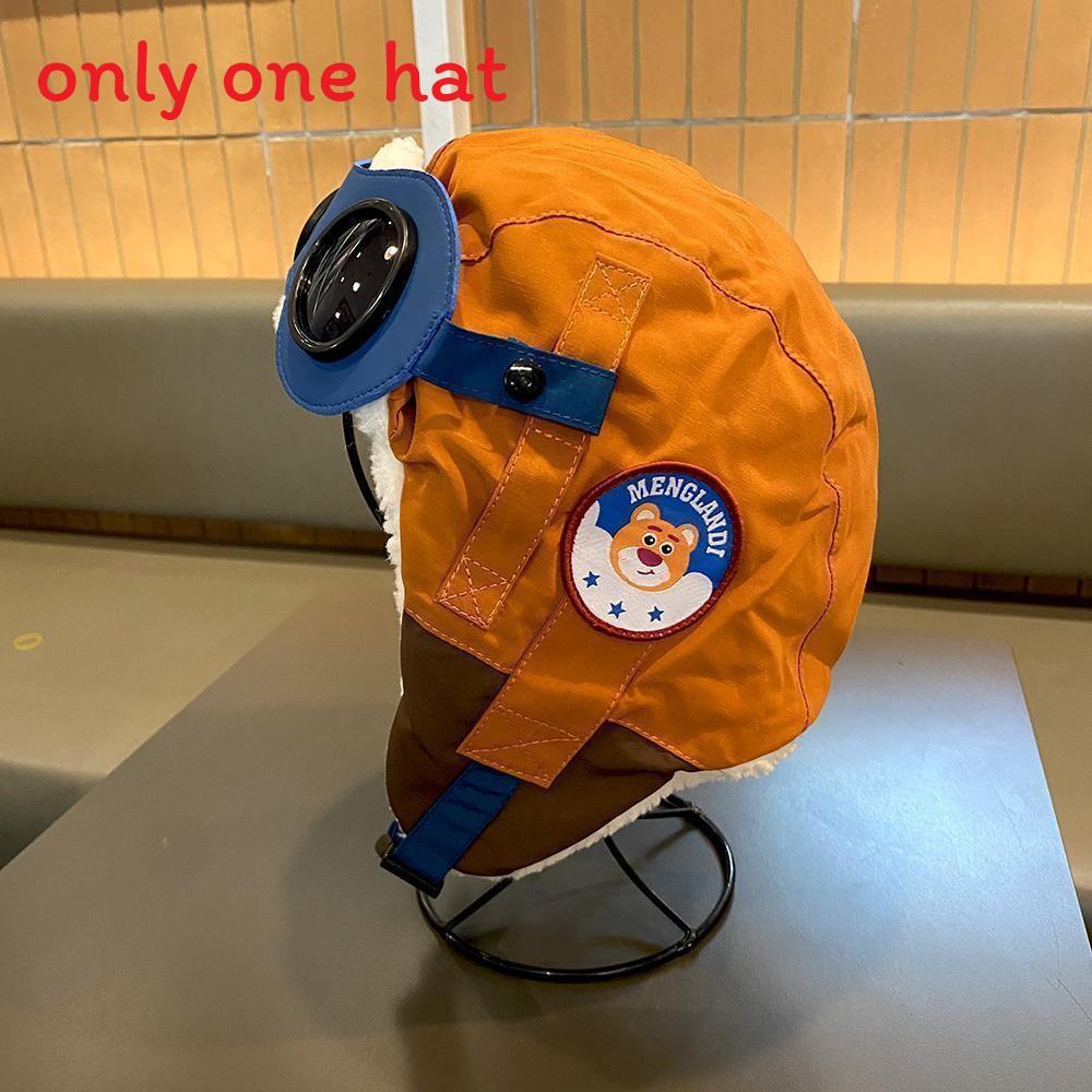 

Childrens Pilot Hat Warm Winter Outdoor Windproof Fleece Snow Girl Boy For 212 Years помаранчевий