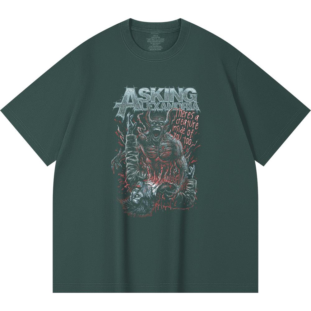 230 Gsm 100% Cotton Heavy Metal T-Shirt  Rock Band Popular Music Print Unisex Heavy Cotton T Shirt