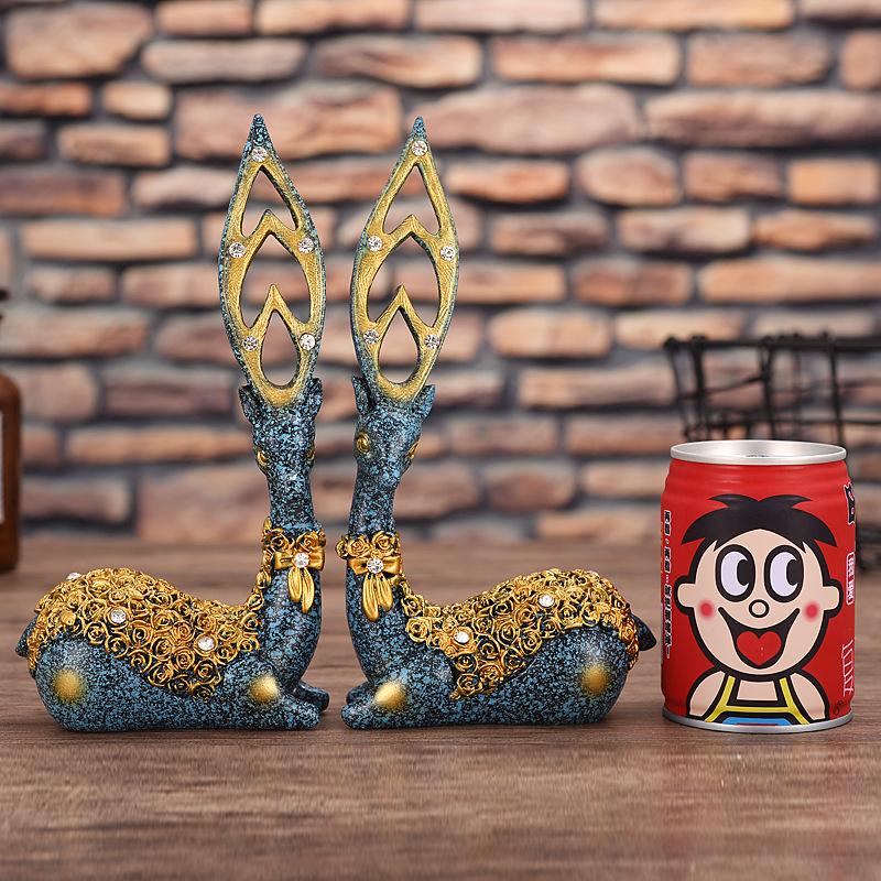 

Індивідуальна обробка в європейському стилі креативні подарунки тварина Sika Deer смола вироби предмети інтер єру темно-синього кольору