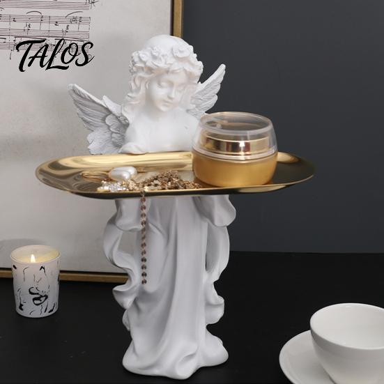 Stable Non-slip Tray Angel Figurine Storage Tray, Elegant Jewelry Exquisite Resin Statue Decorative Accessory Dish, Desktop Organizer for Rings