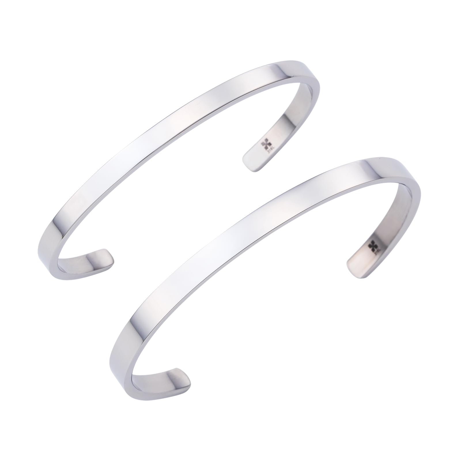 

Web Exclusive Pair Bangle Couple Surgical Stainless Steel Pair Bracelet Simple Flat Silver [White Clover] 4SBG015SV&4SBG016SV