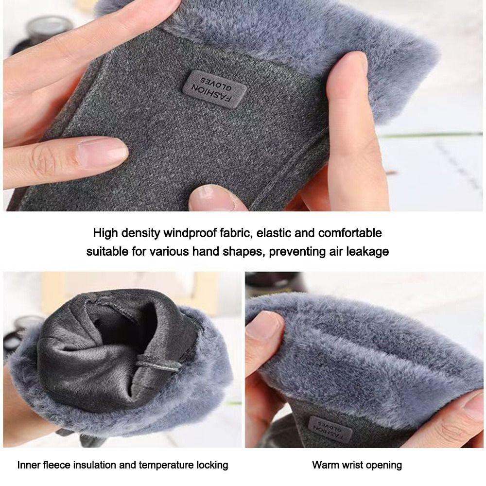 Vintage Windproof Touch Screen Gloves Thick Wear-resistant Cycling Gloves Winter Full Finger Warmer Glove