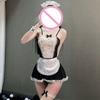 Sexy Crotchless Lingerie Women Cosplay Lolita Uniform French Apron T Panties Maid Dress Erotic Underwear Role Play Costumes Sets