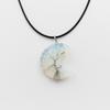 Handcrafted Geometric Moon Pendant Necklace With Natural Stone Wire-Wrapped Tree Design Women