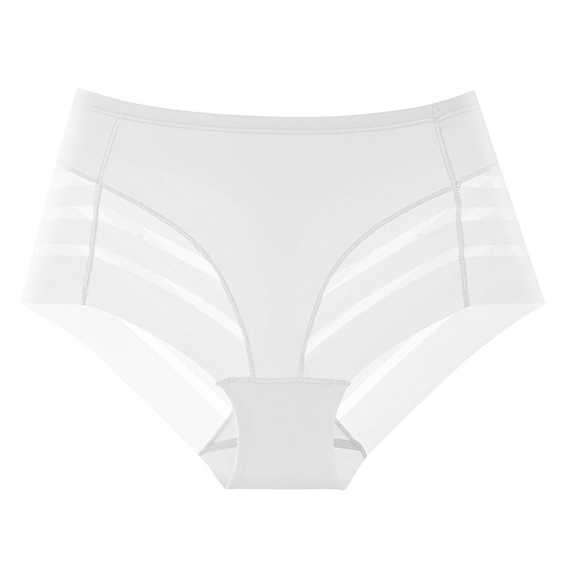 

Big Size Female Summer Sexy Lace Breathable Mesh Yarn Ice Silk High Shot in The Waist Triangle Briefs XXL білий