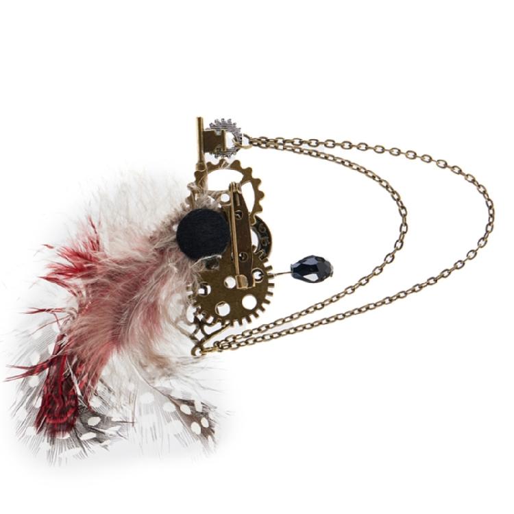 Steampunk Gear Brooch Lapel Pin with Chain Gothic Vintage Elegant Jewelry Badges