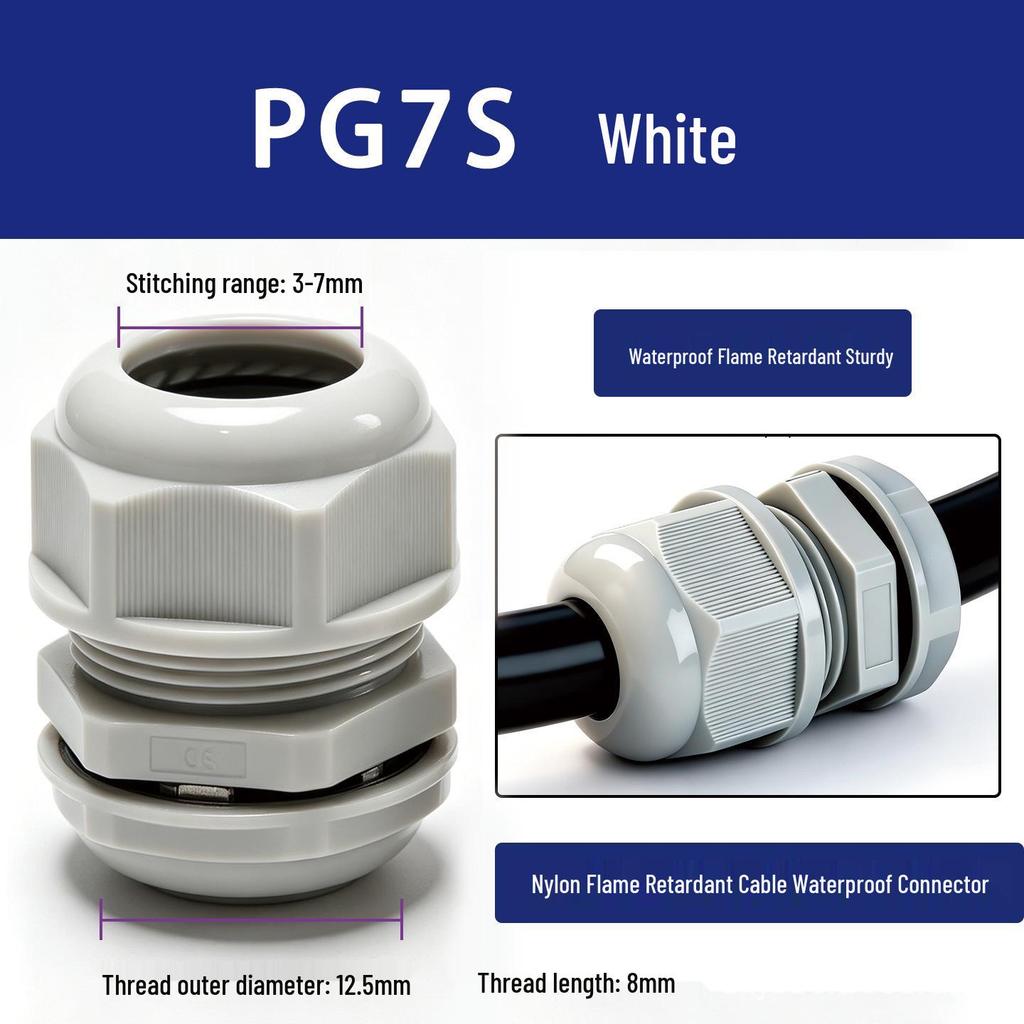 Nylon Waterproof Cable Connector Gland, M/PG Type, Flame Retardant, Sealed Threaded