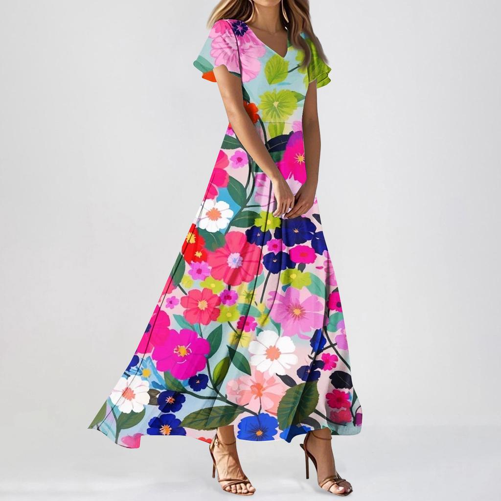Women's Fashion Casual Floral Print Dress