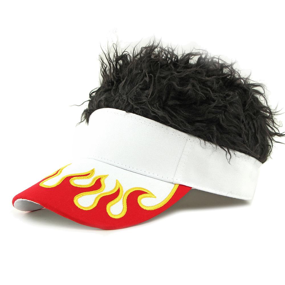 Autumn Winter Hat Men Women Wig Hat Funny Hat Cap Embroidered Flame Baseball Cap