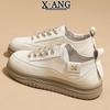 Leather soft-soled white shoes children's spring new versatile lightweight single shoes casual sports shoes board shoes