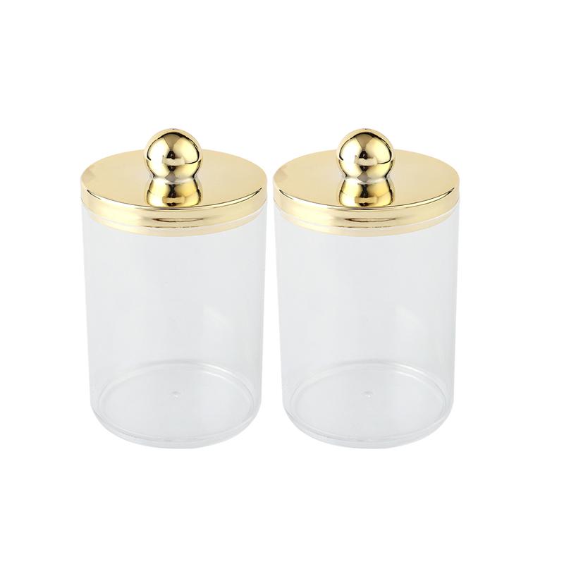 1/2/3pcs Cotton Swab Ball Pad Holder 10 Oz Qtip Apothecary Jar Clear Storage Box Makeup Organizer, Bathroom Containers Dispenser