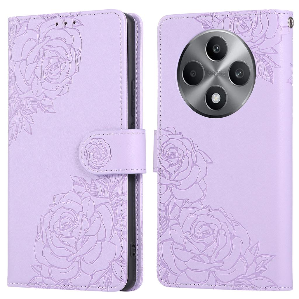 For Oppo Reno12 F 5G/4G Case Rose Flower PU Leather Wallet Phone Cover with 3 Card Slots