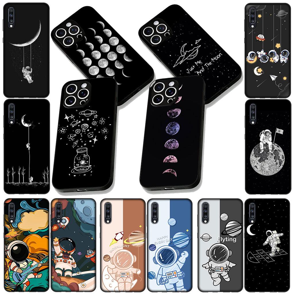 Cover for Samsung Galaxy A05 A06 A14 A50 A51 A52 A12 A13 A17 A70 A07 A25 A26 A56 A23 M53 Case Creative Design Art Astronaut Moon