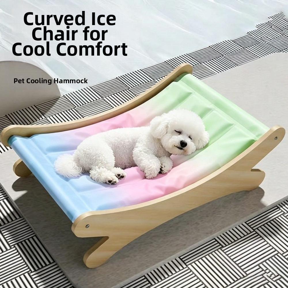Elevated Design Pet Cooling Mat Wooden Frame Cat Ice Bed Pet Bed Pet Lounger Indoor Use