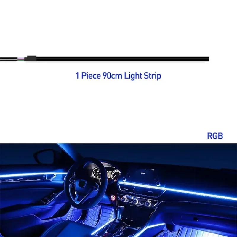 6/18 in 1 Led Acrylic Car Ambient Light RGB 64 213 Color Symphony Acrylic APP Streamer Atmosphere Lamp Kit One Zone Dual Zone RGB 90cm