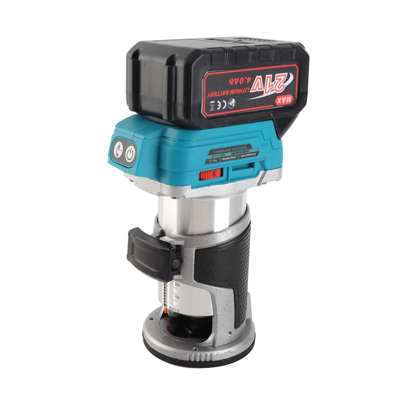 

Инструмент для фрезерования по дереву Электрический обрезной фрезер 6 регулируемых скоростей Palm Фрезы для деревообработки Компактный фрезер US plug & Battery небесно-голубой