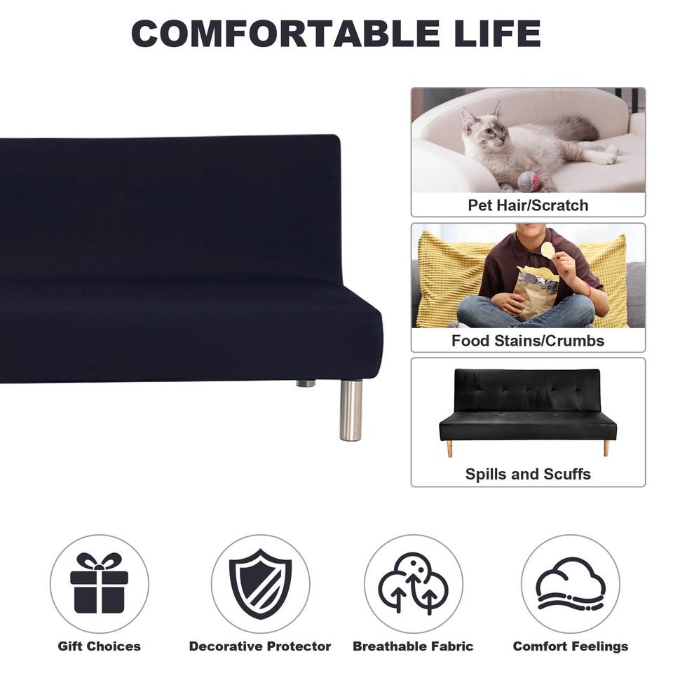 Folding Sofa Bed Cover Polyester Elastic Armless Couch Cover Futon Slipcover Protector