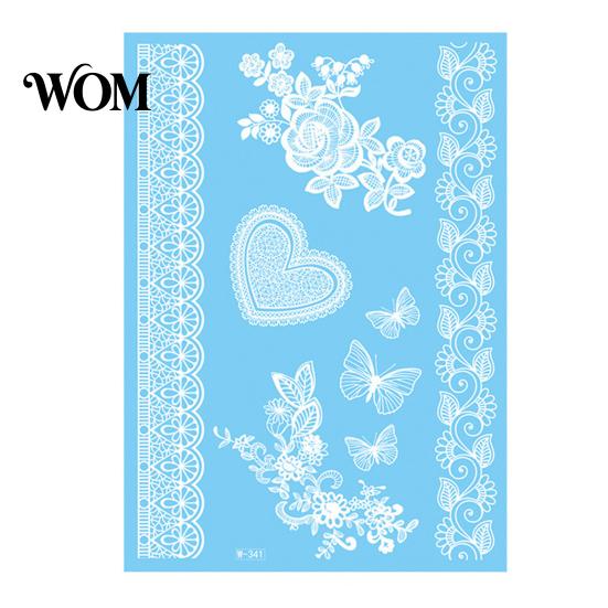 Eco-friendly Tattoo Sticker White Lace for Women, Temporary Face Body Skin-friendly Arm, Waterproof Fake Decal Wedding Party Festival Safe Tattoos