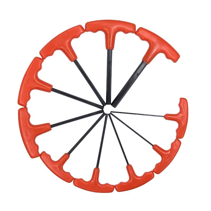 

10Pcs T-shaped Hand Tool Hex Socket Wrench T-handle Wrench 2-10mm Extended T-Socket Wrench for Mechanical Maintenance красный