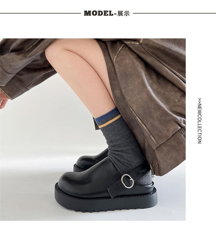 Fashion and lightweight retro versatile thick-bottomed bag head slippers women's outer wear 2025 new spring and autumn height increase Mary Jane half