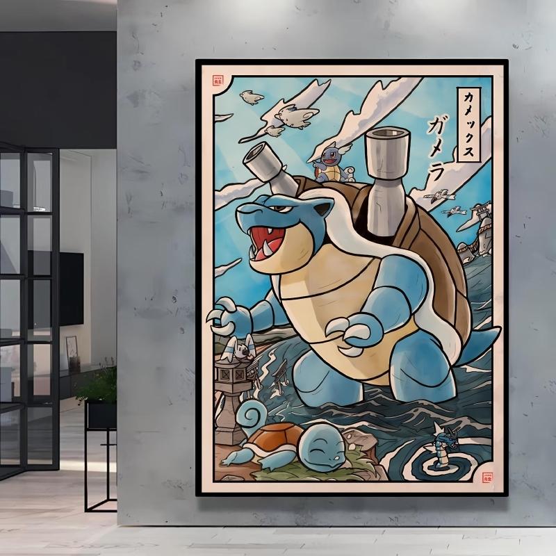 Leinwand Kunstwerk Malerei Pokemon Schiggy Poster Cartoon Bild Klassisch Haus Schlafzimmer Dekoration Gemälde Kindergeschenk