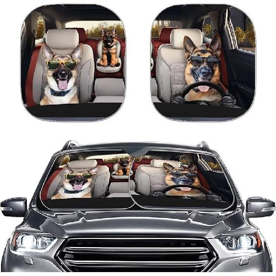 KEIAHUAN Customized Auto Front Window Visor Sun Shade Universal Windshield Sunshade for Car Truck SUV 2-Piece