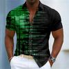 Men's Gradient Line Lapel Shirt, Summer Casual Vacation Outdoor Top