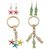 Stainless Steel Gold-Plated Fish & Starfish Enamel Pendant Jewelry Accessory