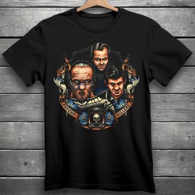 Psycho Killers T-Shirt Schwarz S-3XL Hannibal Lecter, Norman Bates, Jack Torrance